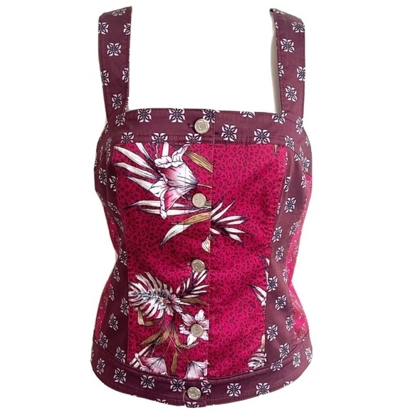 🆕 WHBM floral animal print strappy button down camisole tank top p… - Picture 1 of 10
